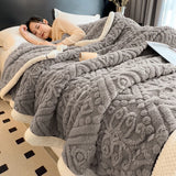 Yeknu New European Style Carved Velvet Warm Blanket for Bed Soft Fluffy Sofa Cover Blankets Super Warmth Autumn Winter Throw Blanket