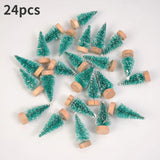 Yeknu 24pcs, Mini Christmas Sisal Snow Frost Tree with Wooden Bottling Brush - Perfect Desktop Tree for Christmas Party and Home Decor