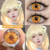 Yeknu 1 Pair Cosplay Contact Lenses Anime Eye Lenses Halloween Beautiful Pupil Red Cosmetic Colored Lenses Yearly Eye Contact