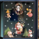 Yeknu Christmas Window Stickers Santa Claus Xmas Tree Cartoon Glass Decal Merry Christmas New Year Holiday Decorations for Home