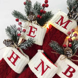 Yeknu Christmas Socks Knitting Snowflake Letter Stocking Christmas Decoration For Home 2024 Xmas Tree Ornament Gift Navidad Natal 2024