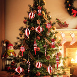 Yeknu 14pcs/box Christmas Ball Ornaments Red Candy Cane Xmas Tree Hanging Pendants Navidad New Year Home Decorations Natal Gift