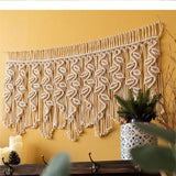 Yeknu 110cm Handwoven Macrame Tapestry Curtain Windown Haing Curtain Tapestry Boho Style Room Decoration Home Background