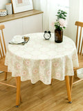 Yeknu Round Tablecloth PVC Plastic Waterproof Oil-proof Table Cover Floral Printed Home Kitchen Dining Tablecloth Table Decor Supplies