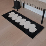 Yeknu Black White Tufting Bedside Rug Soft Geometric Bathmat Bedroom Carpet Cloakroom Mat Floor Pad Tidy Aesthetic Home Decor