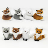 Yeknu Mini Plush Simulation Fox Squatting Fox Model Home Decoration Crafts Static Stuffed Plush Fox Doll Animal Figurine Party Gifts