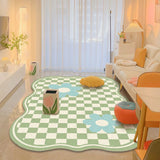 Yeknu Carpet for Living Room Cute Plaid Home Decoration Large Area IG Coffee Tables Bedroom Plush Mat Cloakroom Fluffy Rug