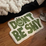 Yeknu Irregular Don'T Be Shy Rug Tufted Soft White Green Letters Bedroom Decor Bedside Rugs Bathroom Door Mat Gaming Carpet