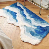 Yeknu Soft Fluffy Scenic Wave Bedside Carpet Aesthetic Tufting Ocean Bedroom Rug Floor Pad Mat Doormat Home Room Decor