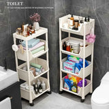 Yeknu Trolley Bookshelf Kitchen Storage Rack Kitchen Corner Narrow Slit Storage Cabinet Bathroom Living Room Home Organizer