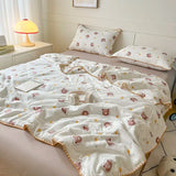 Yeknu Summer Quilt Cotton Floral French Style Double  Air-conditioned Quilt, Double-layer Summer Blanket Comforter Duvet   이불