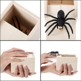 Yeknu Spider Prank Box Halloween Rubber Spider Prank Wooden Box Toys Spider Magic Toys Play Joke Gift Surprising Box Scare Toy Box