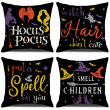 Yeknu 4PCS 45x45cm Halloween Cushion Cover Pumpkin Wizard Ghost Halloween Decor For Home Decorative Sofa Car Chair Decor PillowCase