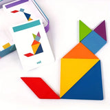 Yeknu Wooden Tangram Game, Montessori Educational Toy, Provides Children With Learning Tools For Mathematics And Geometry