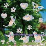 Yeknu Rainbow Suncatcher Window Stickers PVC Cat Butterfly Prism Glass Wall Sticker Home Kids Bedroom Decoration Self Adhesive Decal