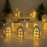 Yeknu 2M 10LED Christmas Wooden House LED Fairy Light String 2025 New Year Home Hanging Garland Xmas Tree Ornaments Decoration Lamp