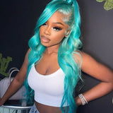 Yeknu Light Blue Blonde Wavy Synthetic Hair Wigs for Black Women 26Inches Silky Straight Soft Lace Front Wigs Cosplay Daily Wear