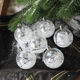 Yeknu 6pcs 6cm Transparent Snow Christmas Balls Pendants for Christmas Tree Decoration Clear Baubles Hanging Ornaments Xmas Navidad