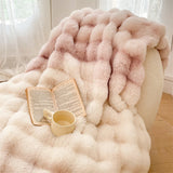 Yeknu Modern Simple Ins Gradient Rabbit Fur Short Fleece Casual Cover Blanket Light Luxury Warm Comfortable Sofa Shawl Blanket