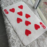 Yeknu Card Love No. 8 Tufted Rug Red And White Rectangular Living Room Bedroom Decorative Carpet Bathroom Mat