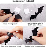 Yeknu 12-120pcs Halloween Decoration 3D Black PVC Bat Halloween Party DIY Decor Wall Sticker Bar Room Halloween Party Scary Decos