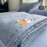 Yeknu Korean Ins Bedding Set, Luxury Quilt Cover, Pillowcase Flat Bed Sheets, Simple Girl Princess Ruffle Home Textiles