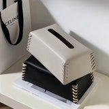 Yeknu Nordic Woven Tissue Box Leather Napkin Holder Luxury Paper Case Toilet Towel Container High Quality Bedroom Desktop Decoration