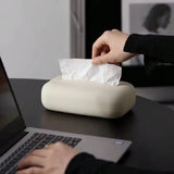 Yeknu Nordic Tissue Box Cover Soft Silicone Reusable Wet Tissue Case Beige Tissue Box Holder Bathroom Livingroom Kitchen Decoration