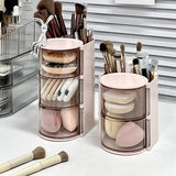 Yeknu Rotating Powder Puff Storage Box Dust-proof Desktop Beauty Egg Air Cushion Rack Multi-layer Lipstick Makeup Brush Storage Rack