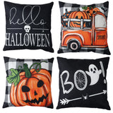 Yeknu 4PCS 45x45cm Halloween Cushion Cover Pumpkin Wizard Ghost Halloween Decor For Home Decorative Sofa Car Chair Decor PillowCase