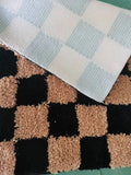 Yeknu Retro Checkerboard Thickened Tufting Carpet Luxurious Fluffy Soft Plush Entry Door Mat  Bathroom Anti Slip Rug Bedside Foot Mat