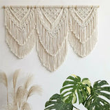 Yeknu Handwoven Macrame Tassel Pendant Wall Hanging  Tapestry  with  Wooden Stick Hand-Woven Bohemia Tassel Curtain Tapest