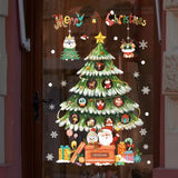 Yeknu Christmas Window Stickers Santa Claus Xmas Tree Cartoon Glass Decal Merry Christmas New Year Holiday Decorations for Home