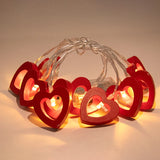 Yeknu 10 LED Love Heart String Lights Valentine's Day Wood Light Garland Led Fairy Lights Wedding Party DIY Decorations Supplies Props