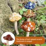 Yeknu 4Pcs Garden Mushrooms Decorations Ceramics Fairy Mushroom Ornaments Realistic Mushroom Sculpture Non-Fading Toadstool