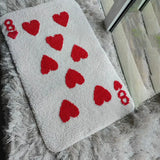 Yeknu Card Love No. 8 Tufted Rug Red And White Rectangular Living Room Bedroom Decorative Carpet Bathroom Mat