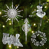 Yeknu Xmas Tree Transparent Snowflake Hanging Ornaments Acrylic Pendant 2024 Christmas Decoration for Home Navidad Gifts New Year