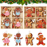 Yeknu Christmas Wooden Pendants Gingerbread Man Gnomes Xmas Tree Hanging Oranment Noel Navidad Decorations for Home New Year Gift