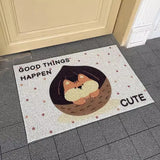 Yeknu Cute PVC Squirrel Doormat Cuttable Cartoon House Entrance Welcome Mat Rug Carpet Anti Dust Pad Outdoor Aesthetic Home Room Decor