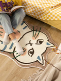 Yeknu Irregular Cartoon Living Room Decoration Carpets Cute Cat Girl Bedroom Bedside Carpet Plush Cloakroom Rug Soft Coffee Table Rugs