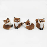 Yeknu Mini Plush Simulation Fox Squatting Fox Model Home Decoration Crafts Static Stuffed Plush Fox Doll Animal Figurine Party Gifts