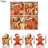 Yeknu Christmas Wooden Pendants Gingerbread Man Gnomes Xmas Tree Hanging Oranment Noel Navidad Decorations for Home New Year Gift