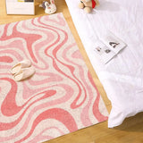 Yeknu Pink Bedroom Large Area Carpet Colorful Striped Living Room Carpet Abstract Art Home Special Rug Plush Soft Girl Room Rugs Ковер