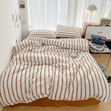 Yeknu INS Stripe Series Printed Soft Bedding Set Duvet Cover Bedclothes Bedspread Pillowcases Flat Sheets Comforter Sets for Girls