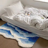 Yeknu Soft Fluffy Scenic Wave Bedside Carpet Aesthetic Tufting Ocean Bedroom Rug Floor Pad Mat Doormat Home Room Decor