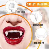 Yeknu Retractable Vampire Teeth Dentures Fangs Halloween Cosplay Vampire Fangs Dentures Zombie Teeth Prop Halloween Party Decoration