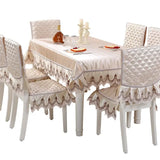 Yeknu Antiskid Dining Table Cover Jacquard Multiple Options Tablecloth Jacquard Square Lace Design Embroidered Flower Chair Covers