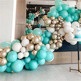 Yeknu 112Pcs Tiffany Blue Balloon Garland Arch Kit Turquoise Chrome Gold Latex Party Balloons for Boys Birthday Baby Shower Decoration