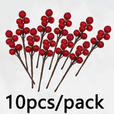 Yeknu (10 Pcs/pack) 10cm Christmas Tree Berry Decoration Simulation Yangmei Golden Berry Bouquet False Plant Wreath Home Decoration