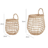 Yeknu Handmade Rattan Storage Basket Hanging Organizer with Handle Flower Fruit Vegetable Holder Support Home Kitchen Wall Decor